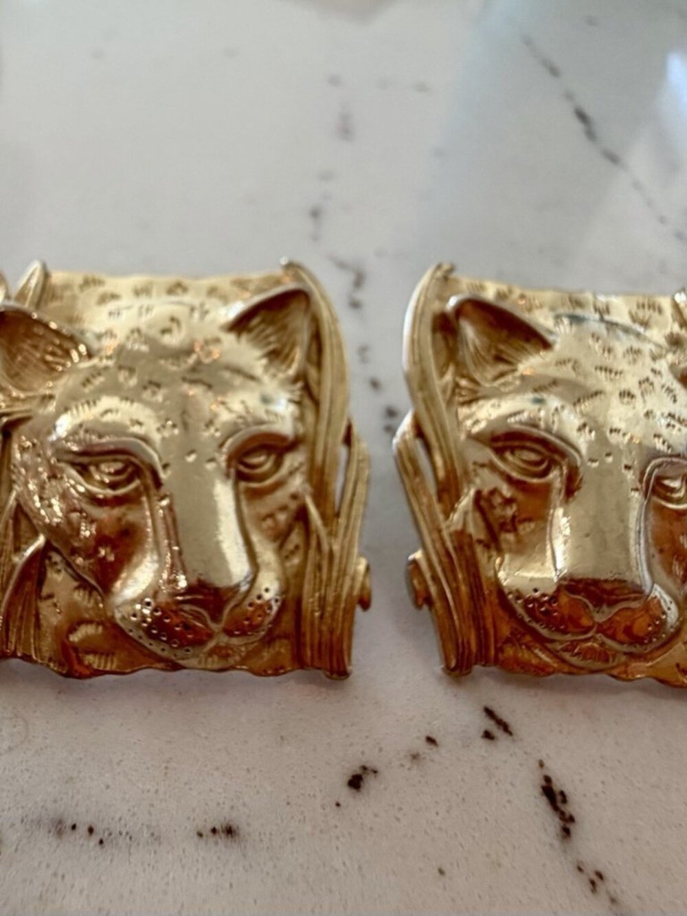 Vintage Leopard Big Cat Rubber Stamp Gold Tone Panther Signed JJ Jonette RARE